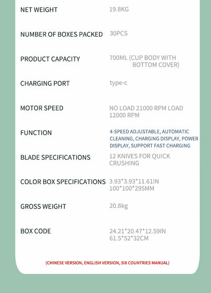 Smoothio 700ML Smart Portable Blender